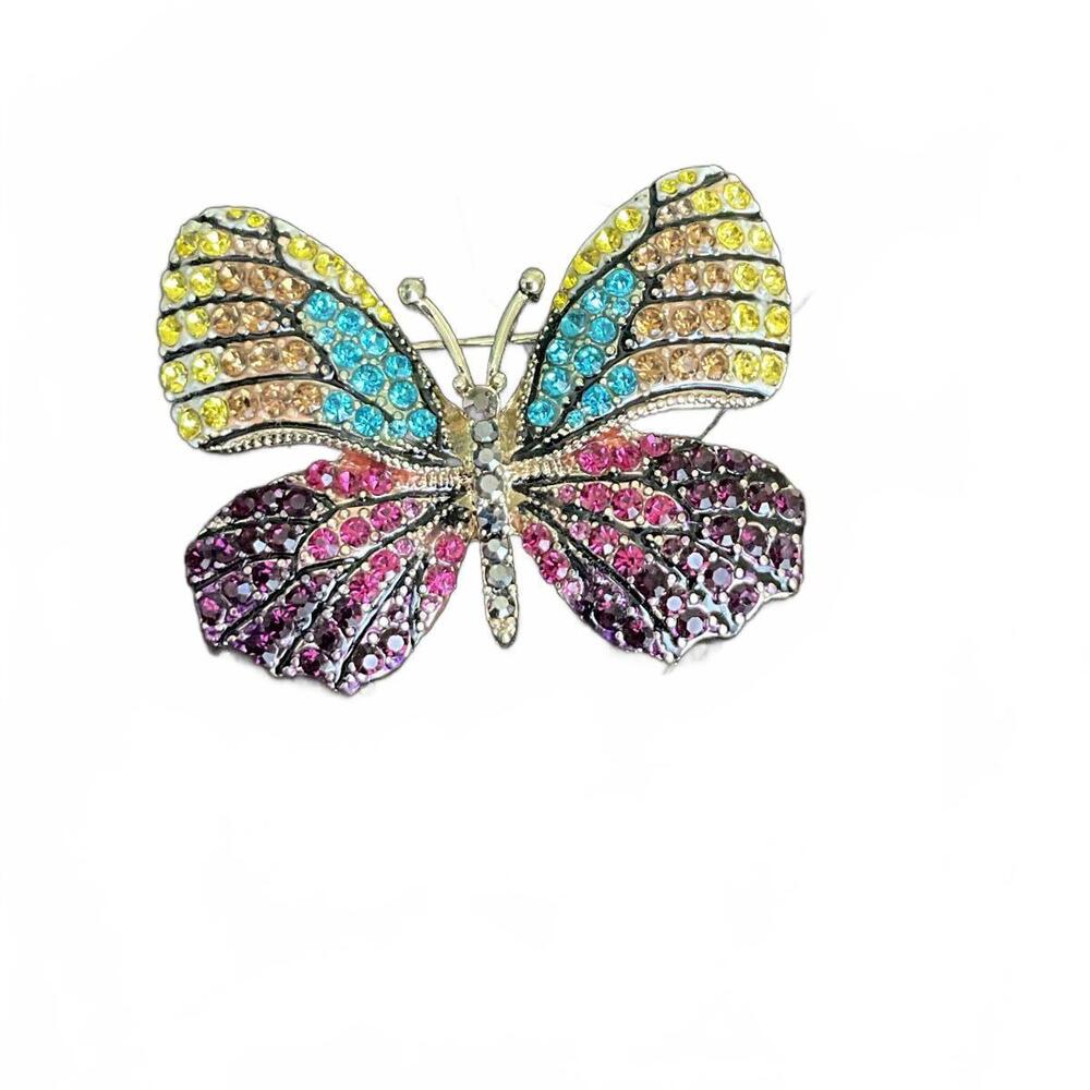 Napier Colorful Rhinestone Butterfly Brooch - Picture 3 of 4